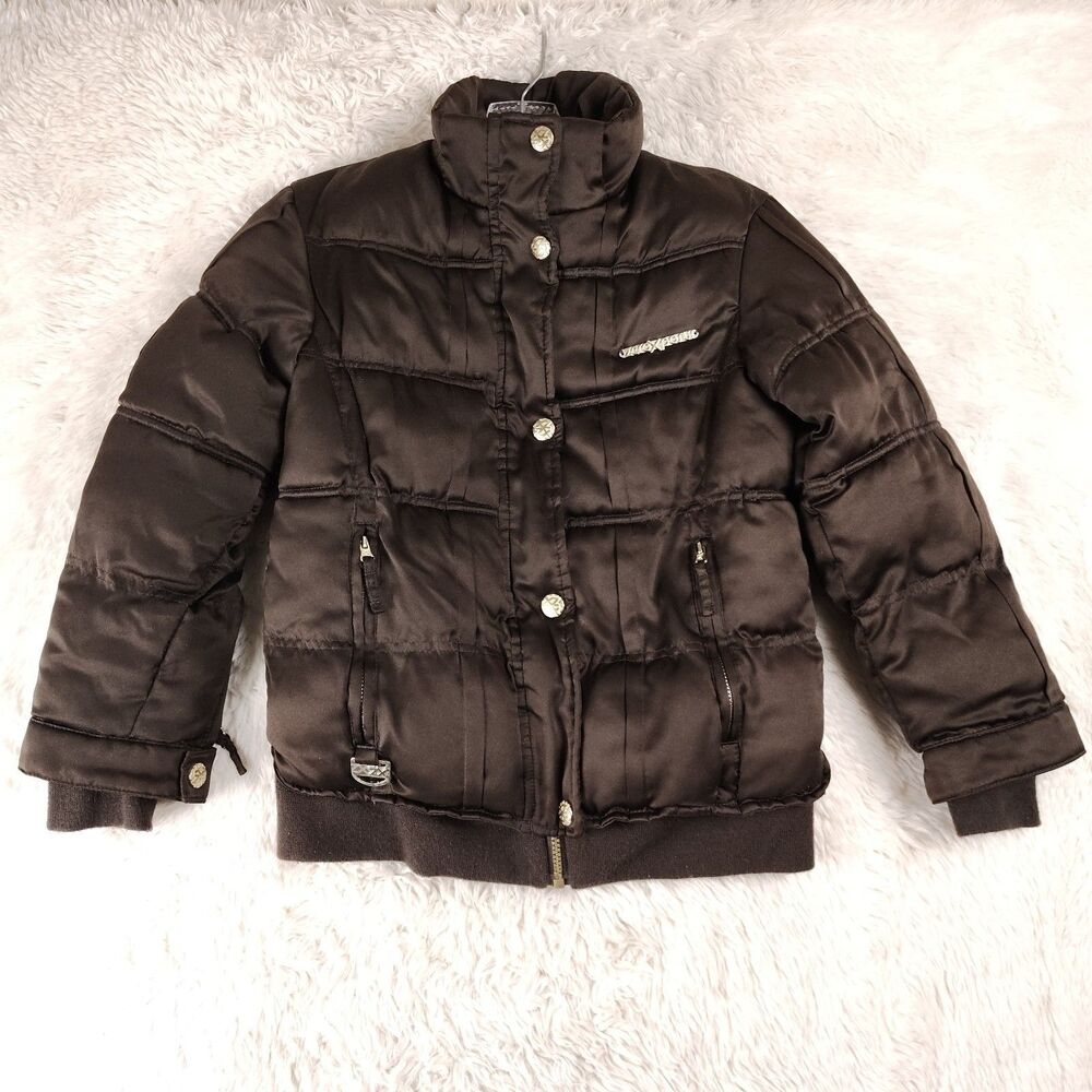 ZeroXposur Girls Winter Coat Puffer Jacket Brown Size M 10/12 Missing Fur Trim